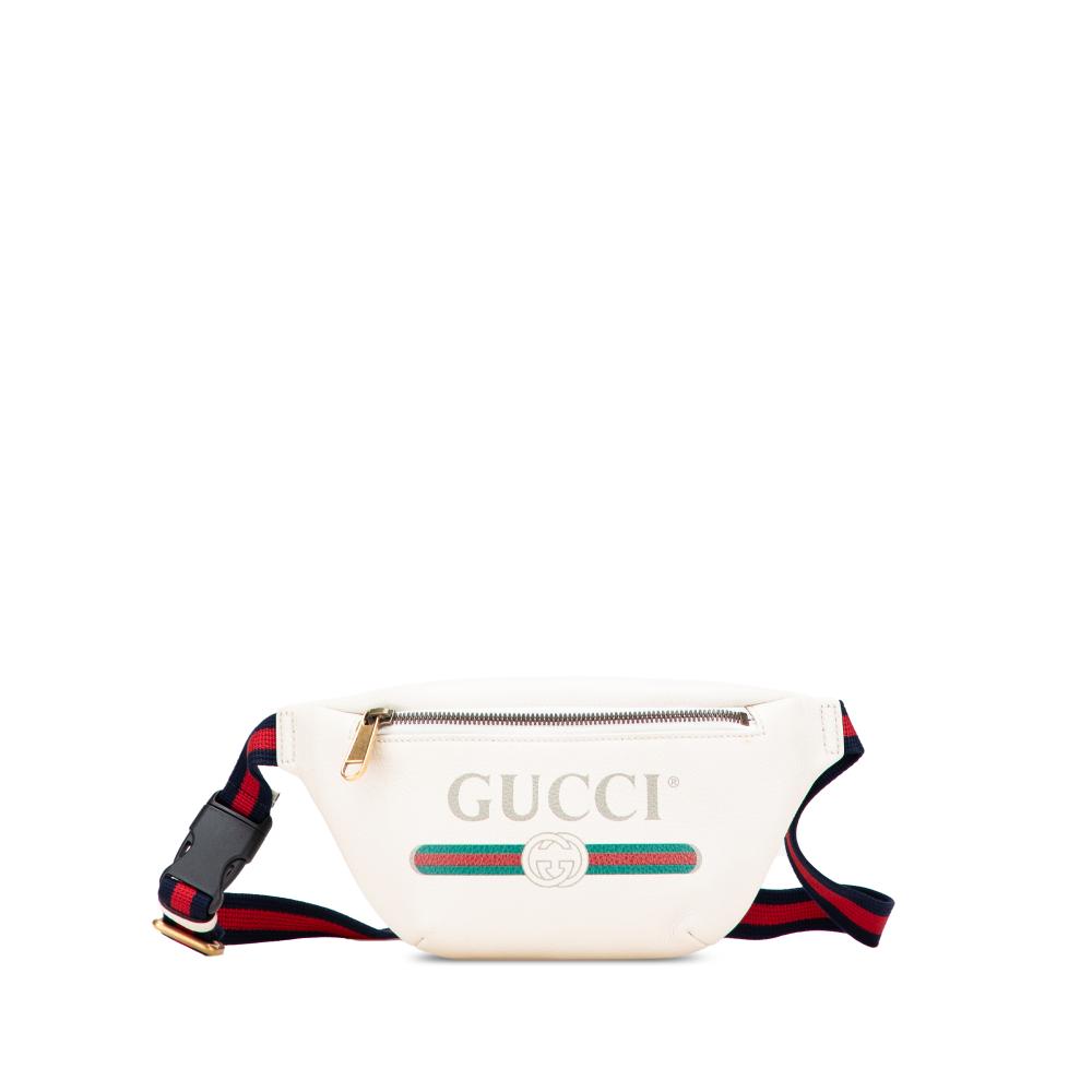 Gucci B Gucci White Calf Leather Logo Belt Bag Italy