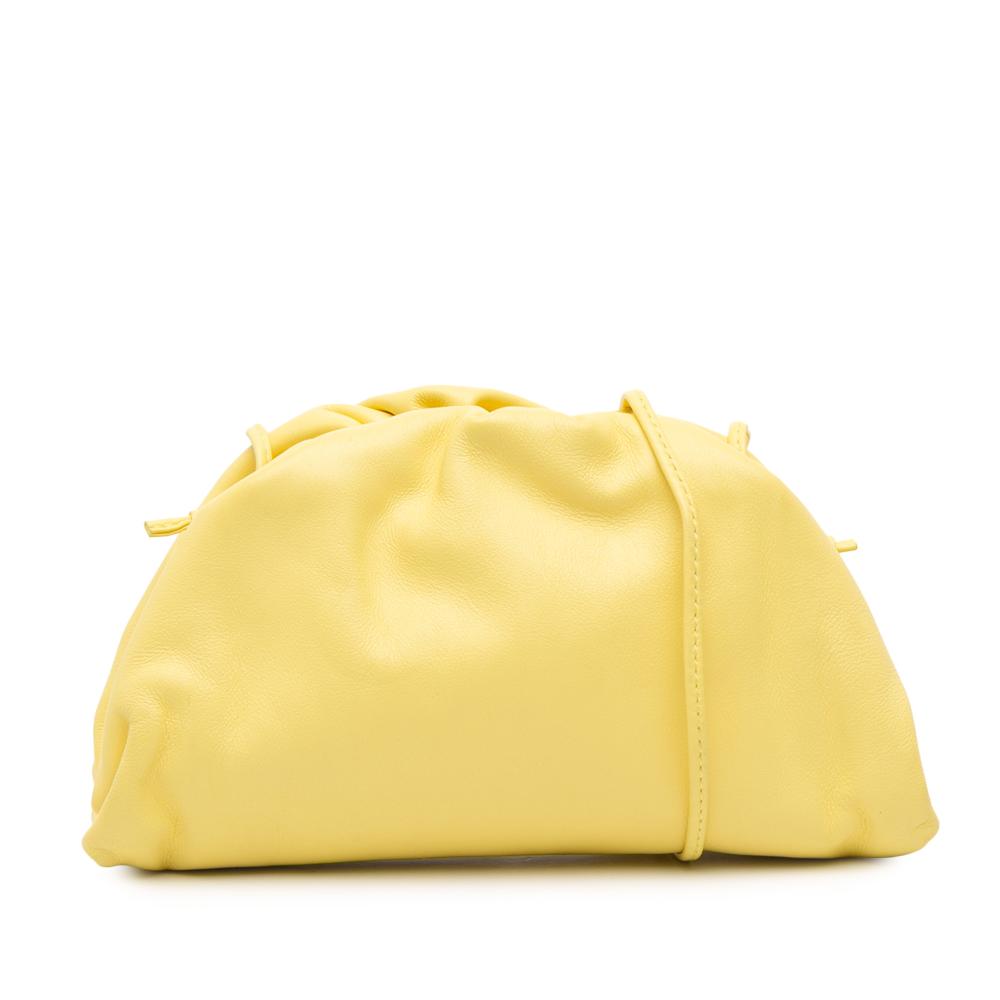 Bottega Veneta AB Bottega Veneta Yellow Lambskin Leather Leather Lambskin The Mini Pouch Crossbody Italy