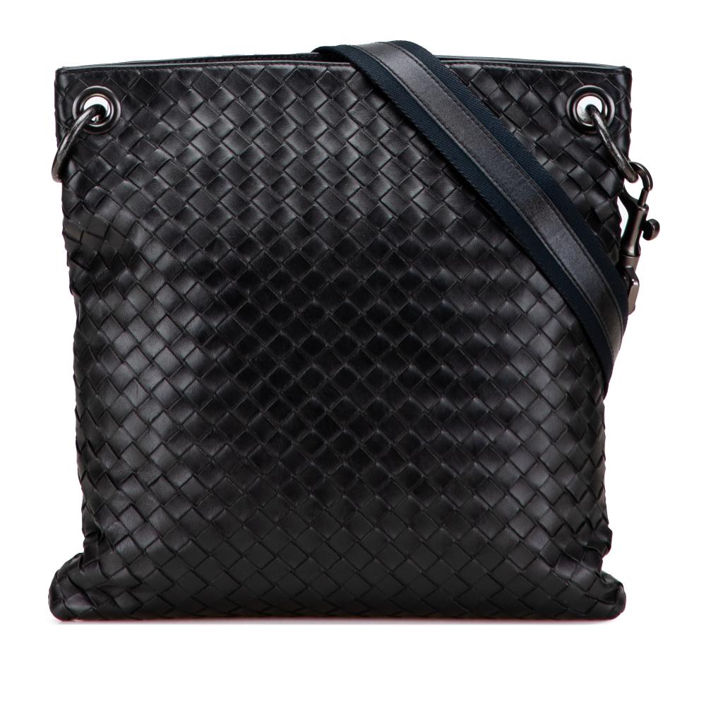 Bottega Veneta B Bottega Veneta Black Nappa Leather Leather Nappa Intrecciato Crossbody Italy