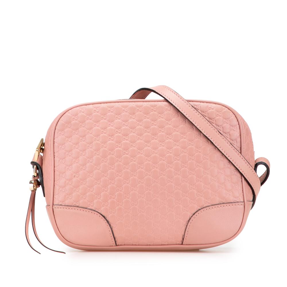 Gucci B Gucci Pink Light Pink Calf Leather Microguccissima Bree Crossbody Italy