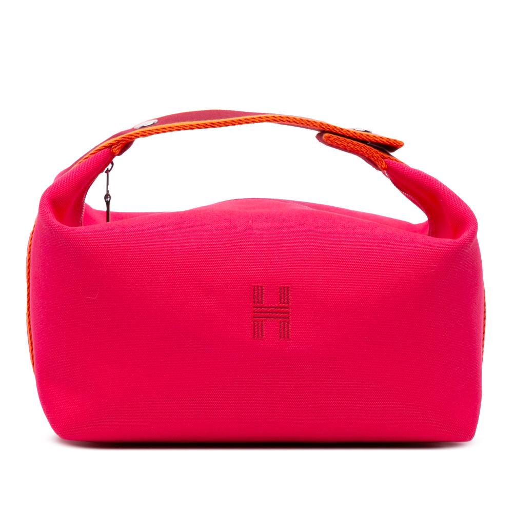 Hermès AB Hermès Pink Hot Pink with Red Dark Red Canvas Fabric Large Toile Bride A Brac Case France