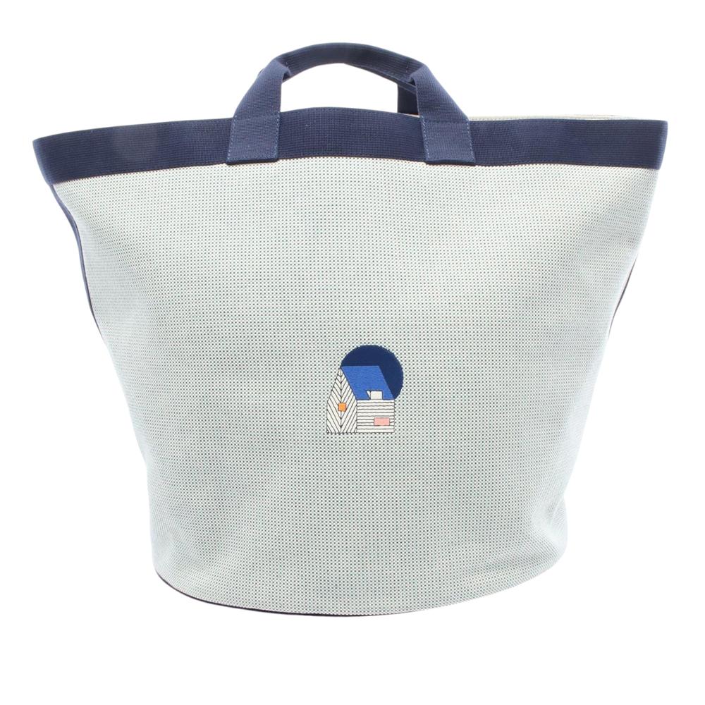 Hermès AB Hermès Blue Light Blue Canvas Fabric Toile Basket Tote France