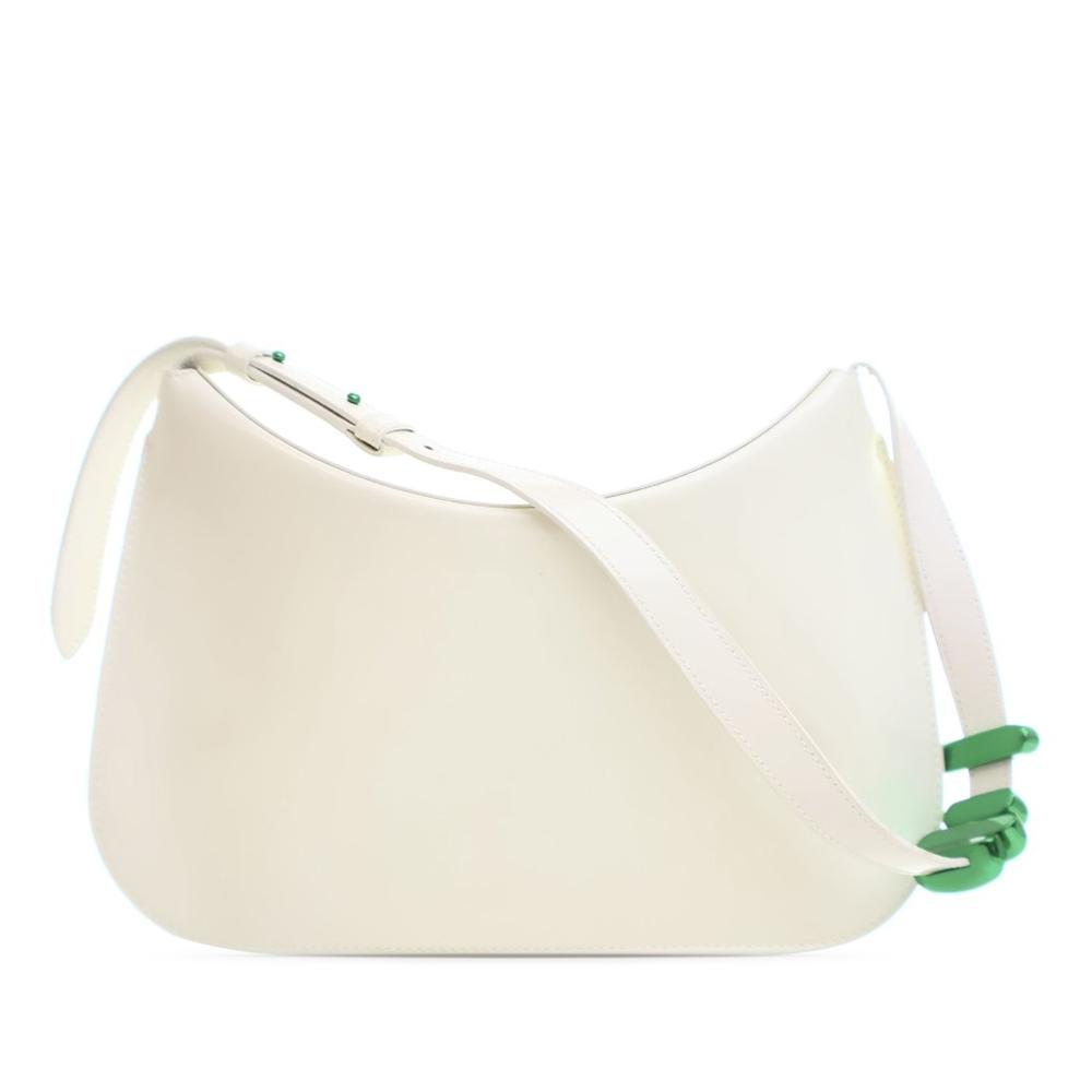Bottega Veneta AB Bottega Veneta White Calf Leather Brushed skin Cradle Fold Over Shoulder Bag Italy