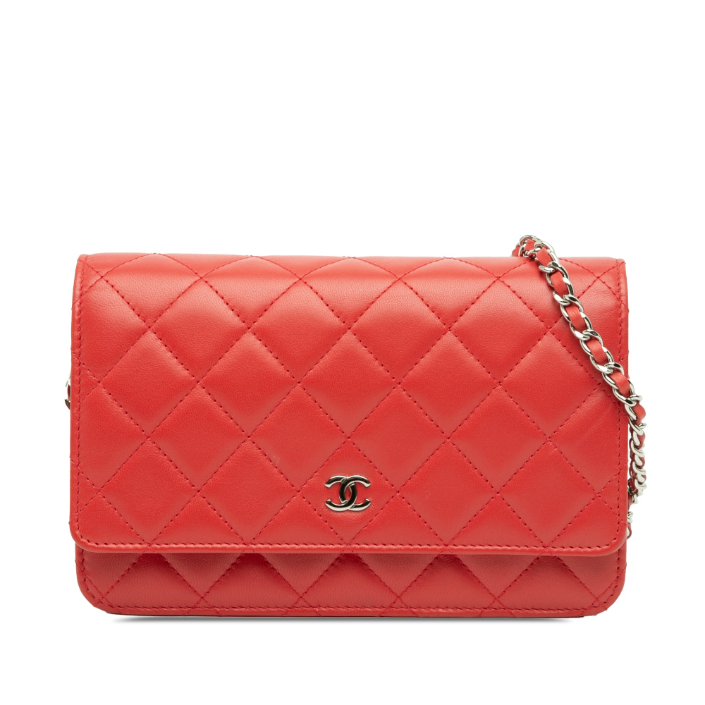 Chanel WOC Quilted Lambskin Leather 2-Ways Flap Crossbody Red
