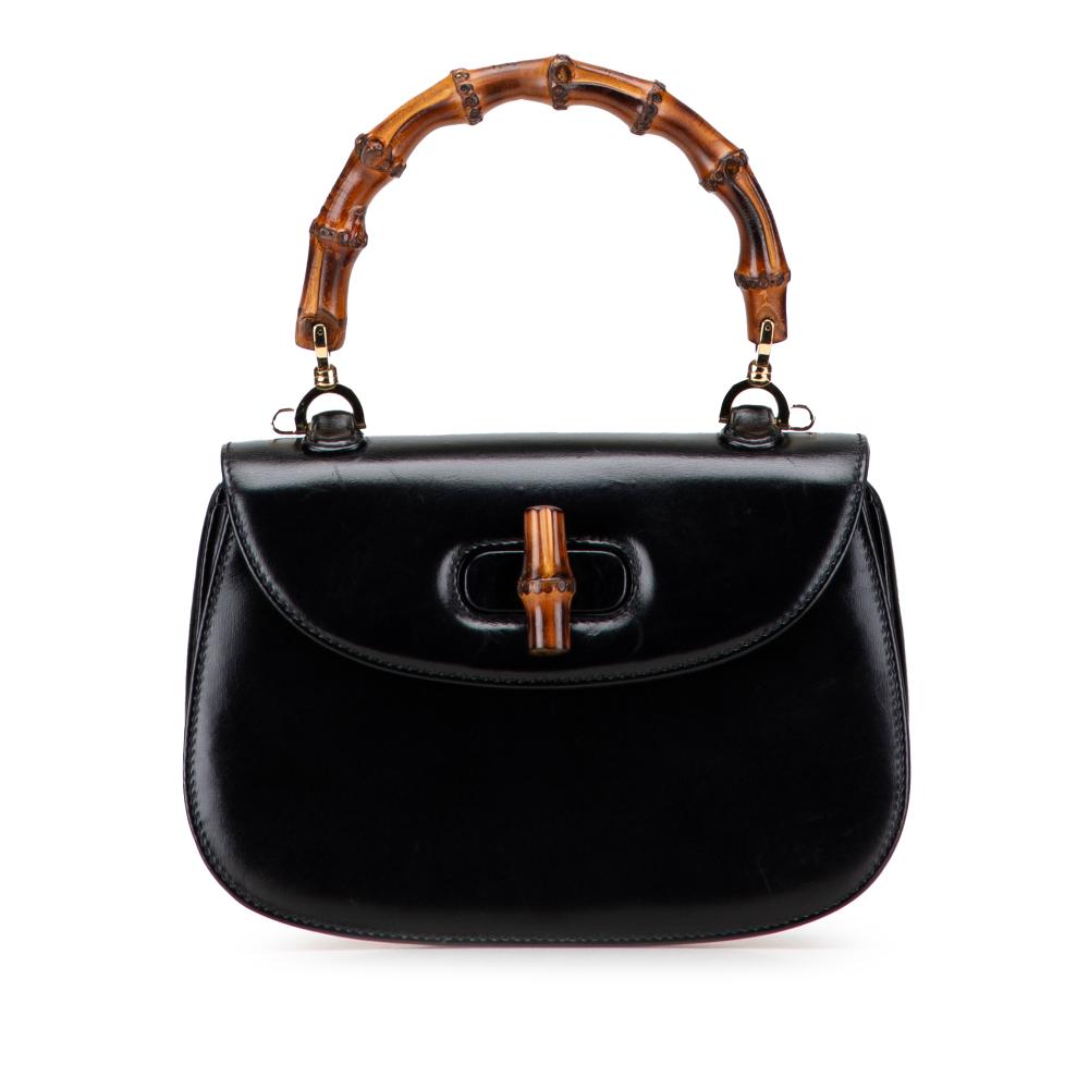 Gucci B Gucci Black Calf Leather skin Bamboo Night Italy