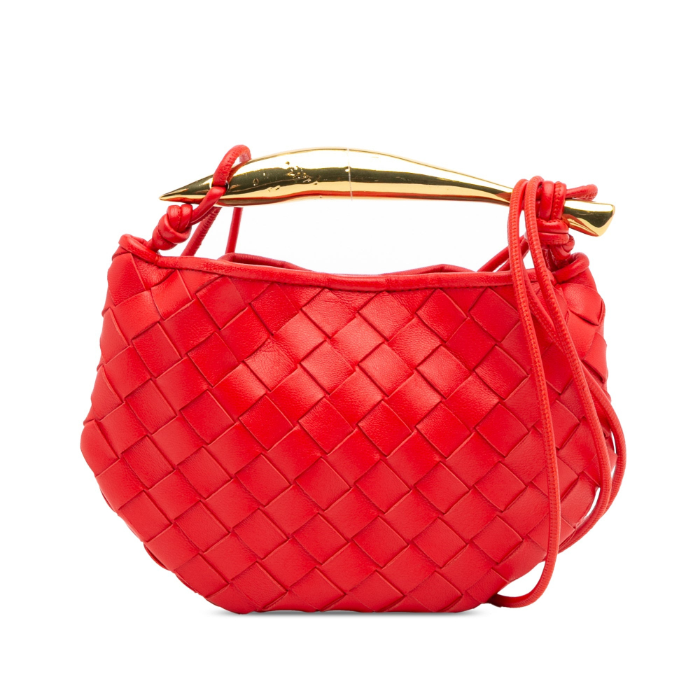 Bottega Veneta Sardine Lambskin Leather Crossbody Red