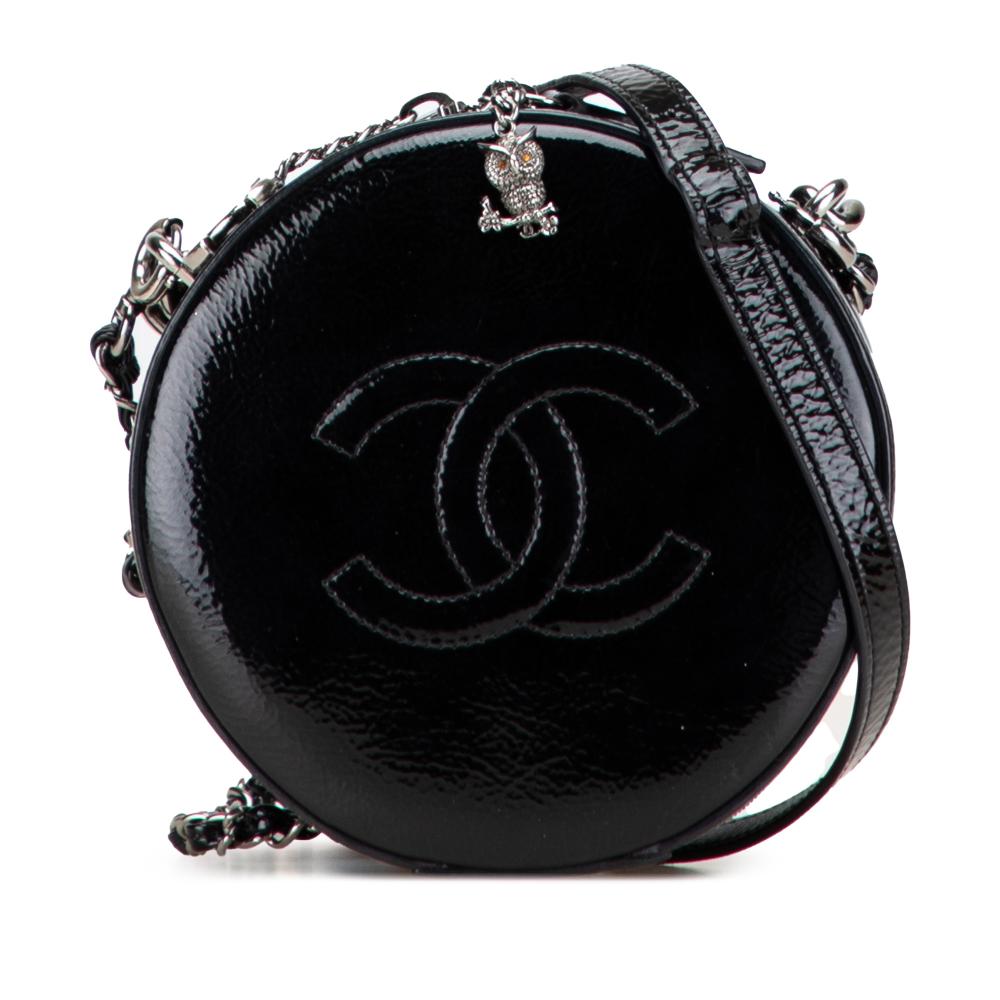 Chanel AB Chanel Black Patent Leather Leather Patent Round As Earth Bag Italy