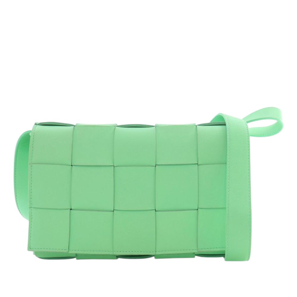 Bottega Veneta AB Bottega Veneta Green Light Green Nappa Leather Leather Nappa Intrecciato Cassette Crossbody Italy