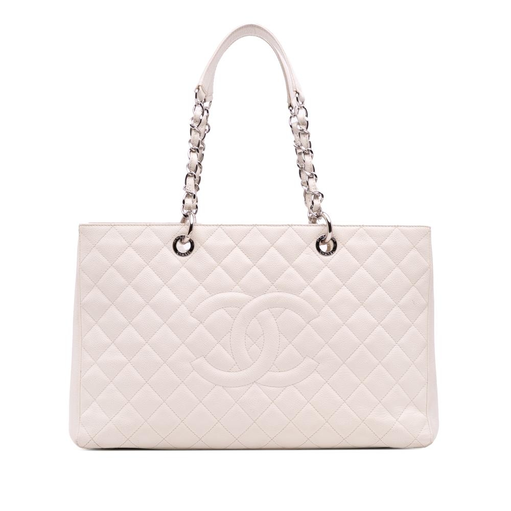 Chanel B Chanel White Ivory Caviar Leather Leather Caviar Grand Shopping Tote XL Italy