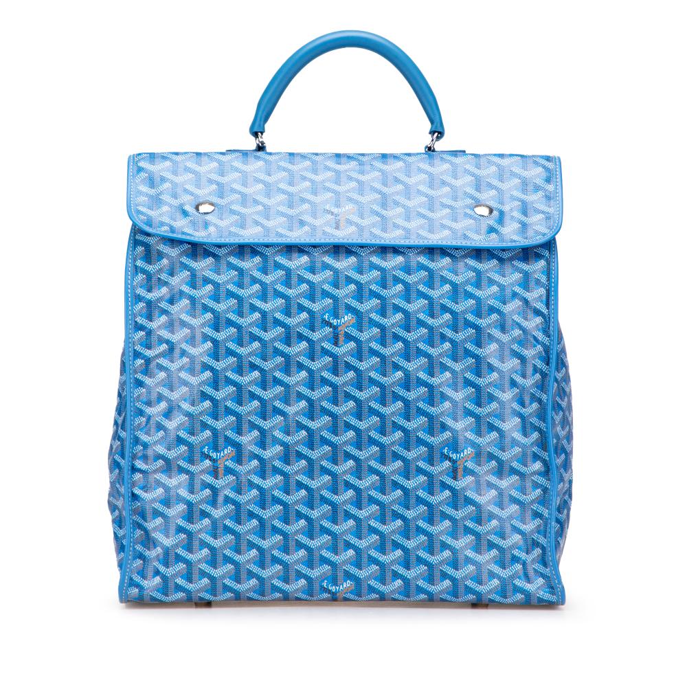 Goyard B Goyard Blue Coated Canvas Fabric Goyardine Saint Leger Backpack France