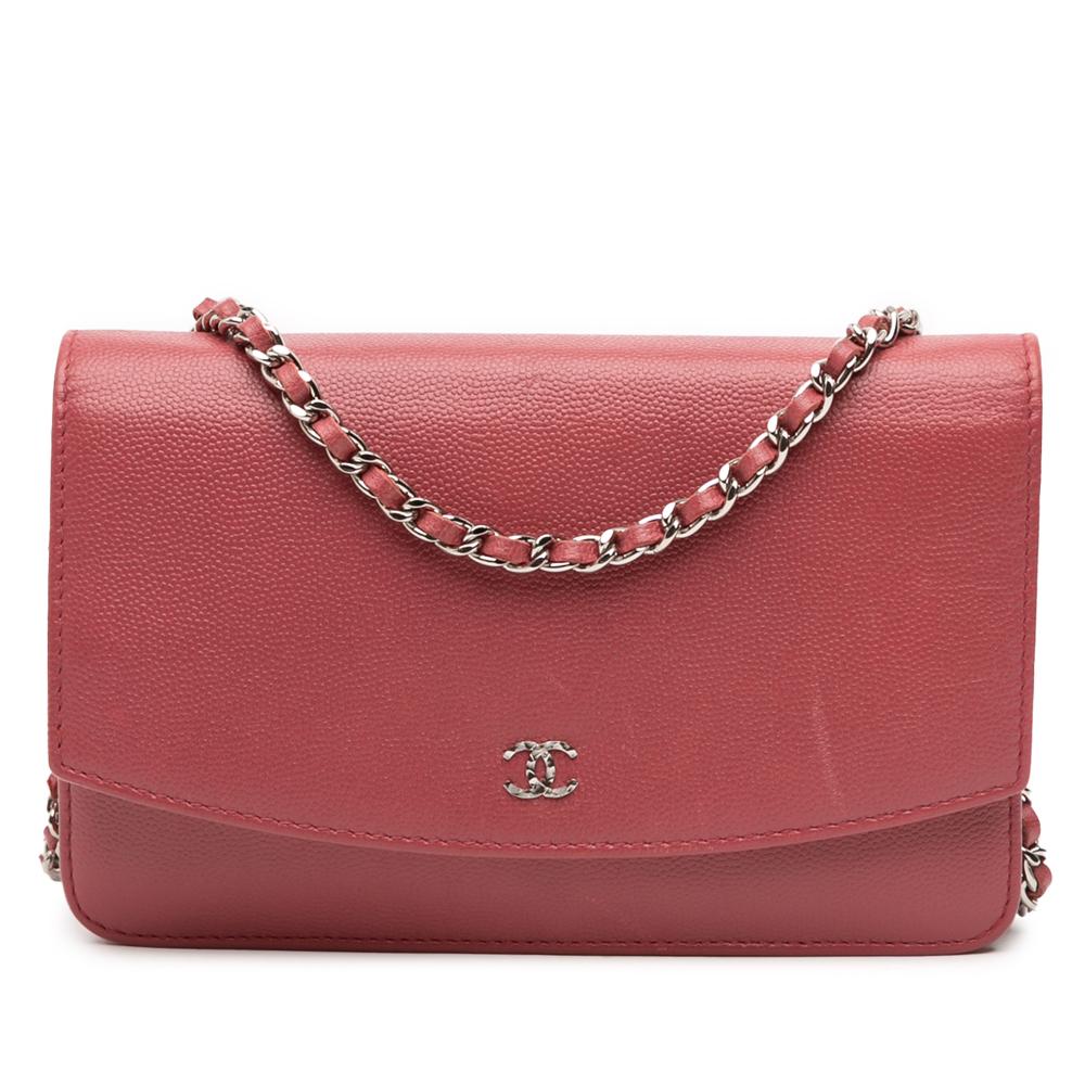 Chanel B Chanel Red Caviar Leather Leather CC Caviar Sevruga Wallet On Chain Italy