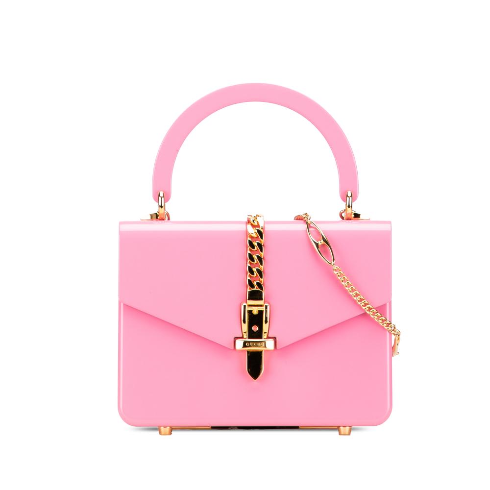 Gucci AB Gucci Pink Acrylic Plastic Mini Sylvie 1969 Top Handle Bag Italy