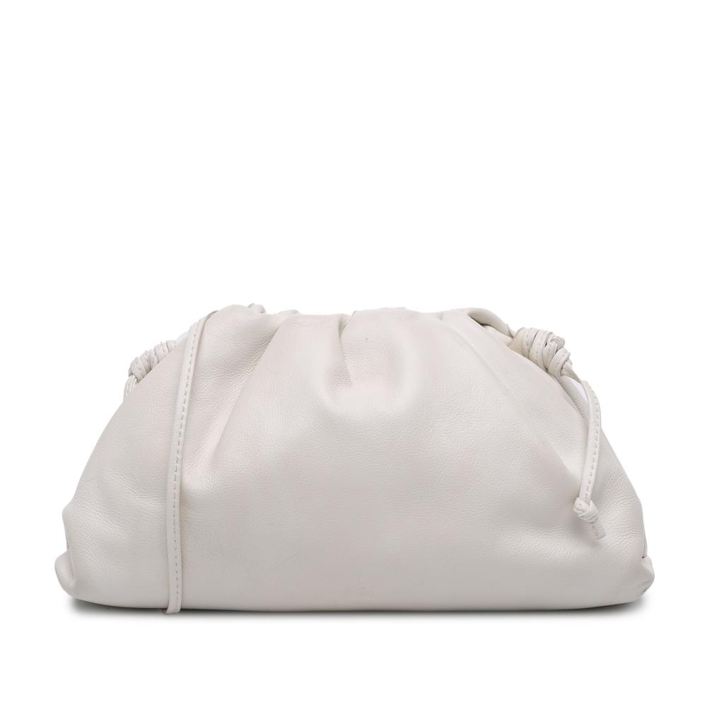 Bottega Veneta AB Bottega Veneta White Off White Lambskin Leather Leather Lambskin The Mini Pouch Crossbody Italy