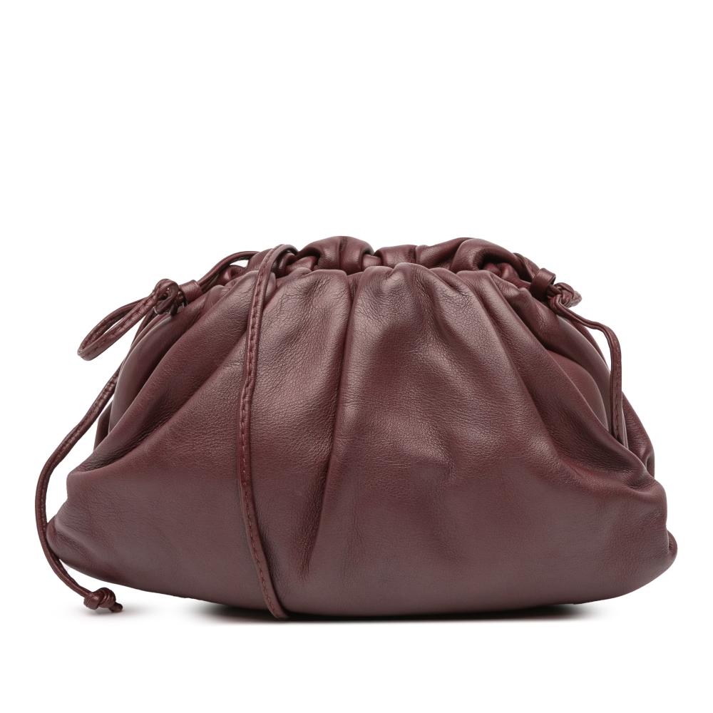 Bottega Veneta B Bottega Veneta Red Burgundy Lambskin Leather Leather Lambskin The Mini Pouch Crossbody Italy