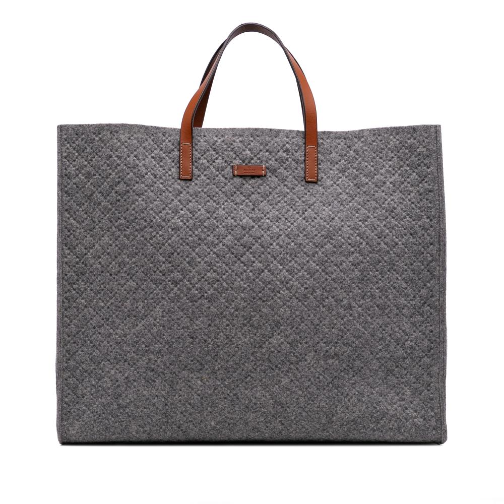 Gucci AB Gucci Gray Wool Fabric Diamante Tote Italy