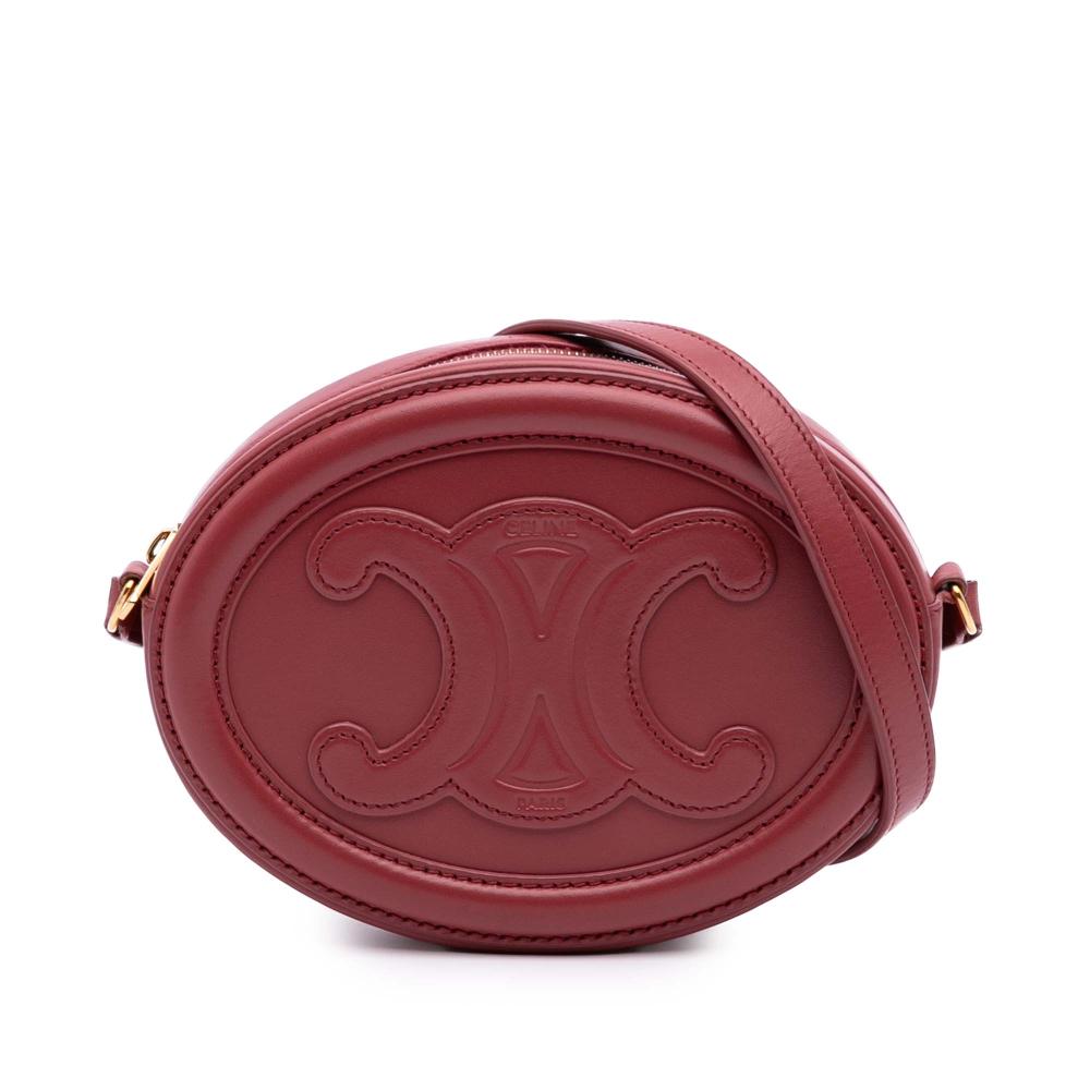 Celine AB Celine Red Calf Leather Small skin Cuir Triomphe Oval Crossbody Italy