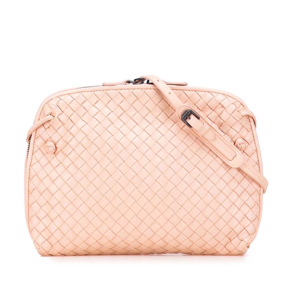 Bottega Veneta B Bottega Veneta Pink Light Pink Nappa Leather Leather Nappa Intrecciato Nodini Crossbody Italy
