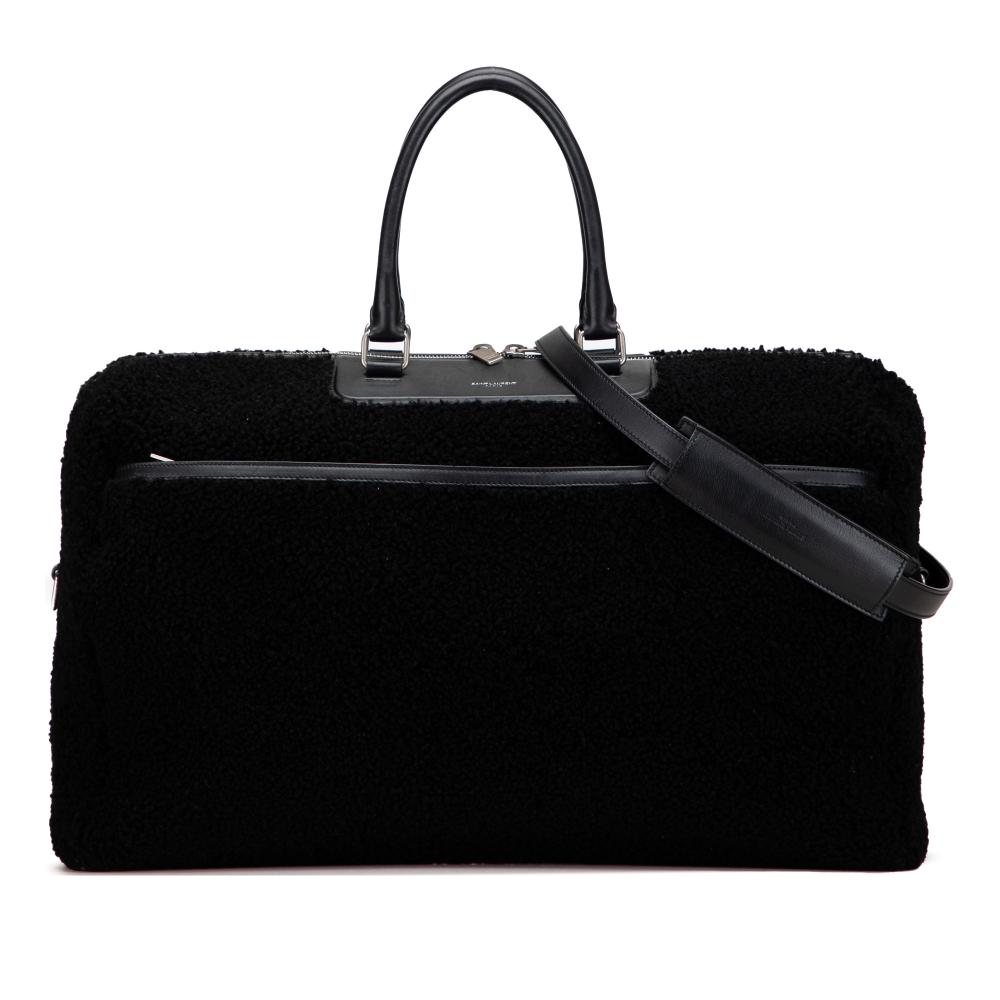 Saint Laurent B Saint Laurent Black Fur Natural Material Shearling Travel Bag Italy