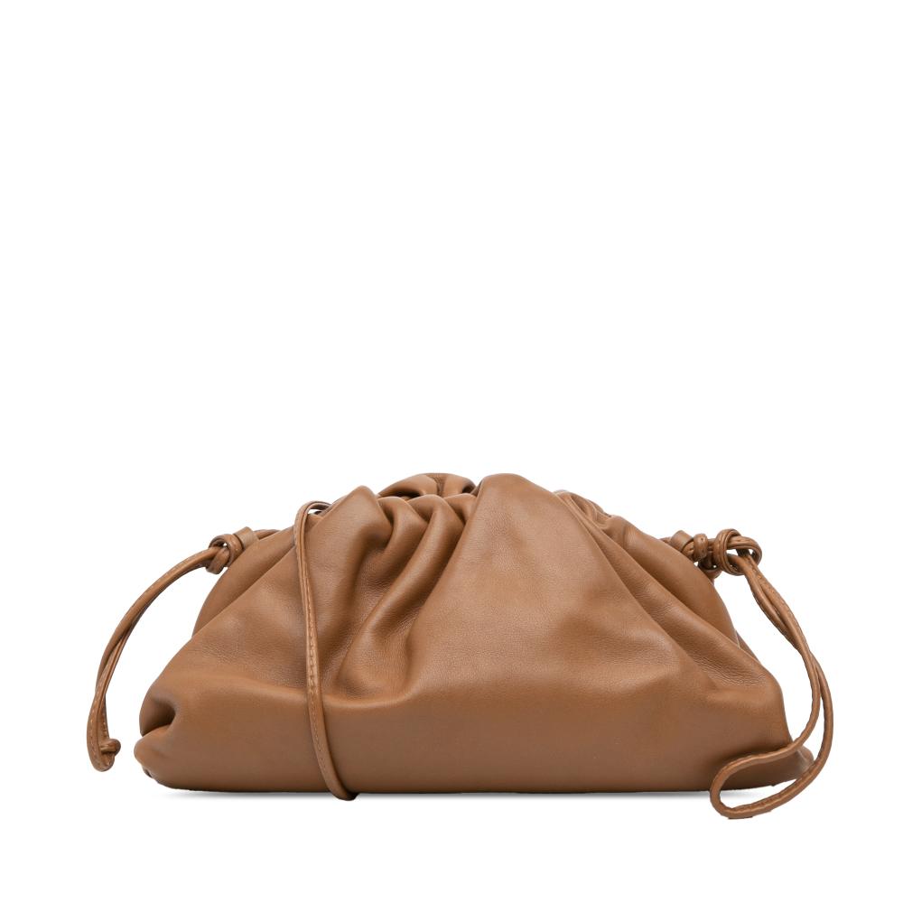 Bottega Veneta B Bottega Veneta Brown Lambskin Leather Leather Lambskin The Mini Pouch Crossbody Italy