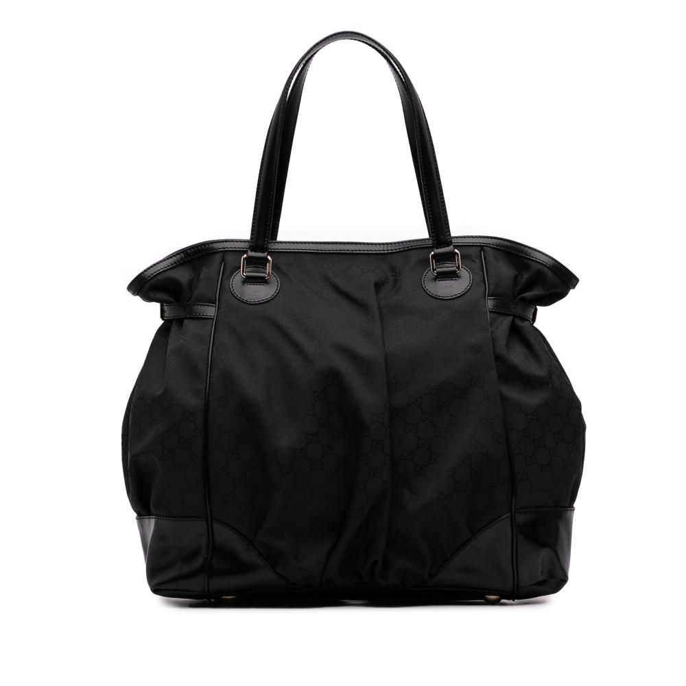 Gucci B Gucci Black Nylon Fabric GG Full Moon Tote Italy