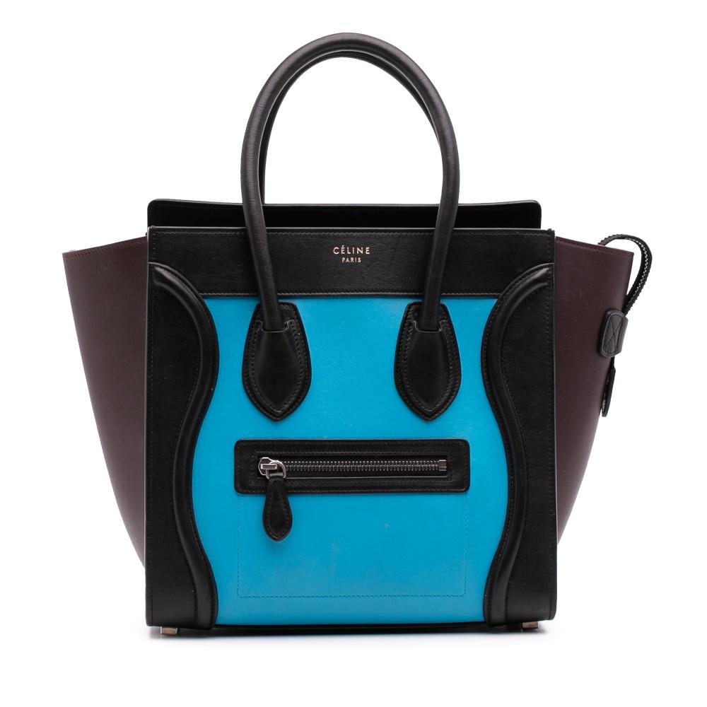 Celine B Celine Blue Calf Leather Micro Tricolor Luggage Tote Italy