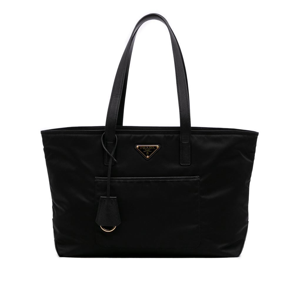 Prada AB Prada Black Nylon Fabric Medium Saffiano Trimmed Re Re Edition 1978 Tote Italy