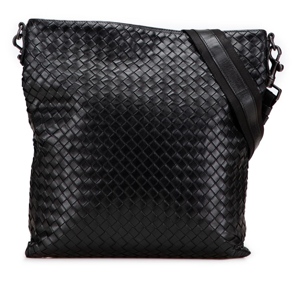 Bottega Veneta B Bottega Veneta Black Nappa Leather Leather Nappa Intrecciato VN Crossbody Italy