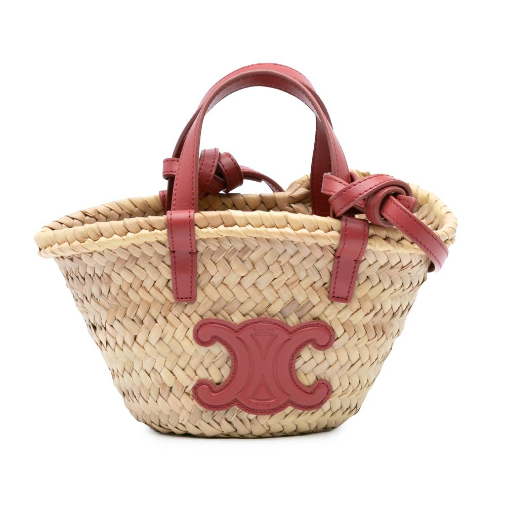 Celine B Celine Brown with Pink Raffia Natural Material Teen Triomphe Classic Panier Morocco