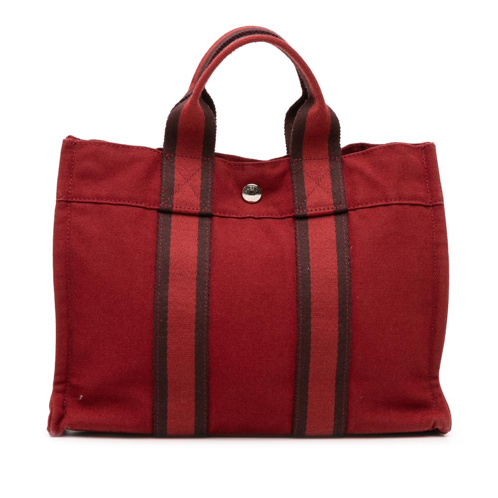 Hermès B Hermès Red Canvas Fabric Fourre Tout PM France