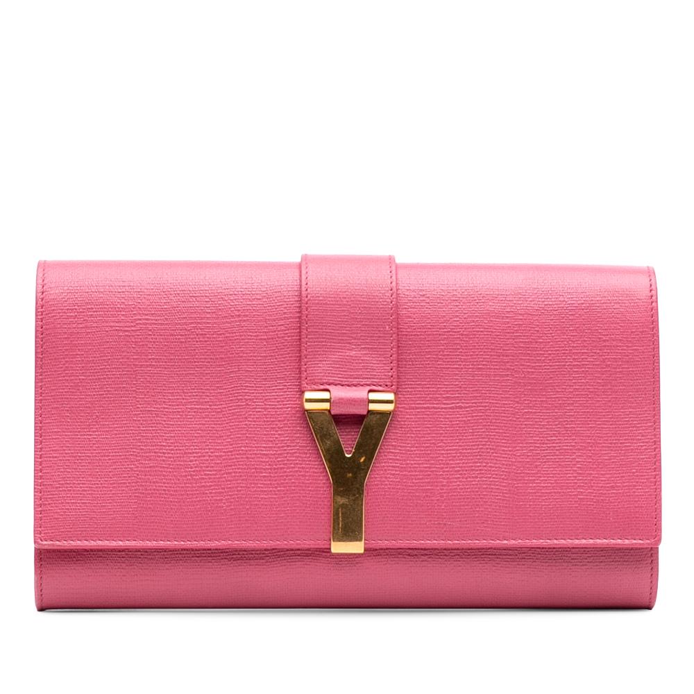 Saint Laurent B Saint Laurent Pink Calf Leather Textured skin Chyc Ligne Clutch Italy