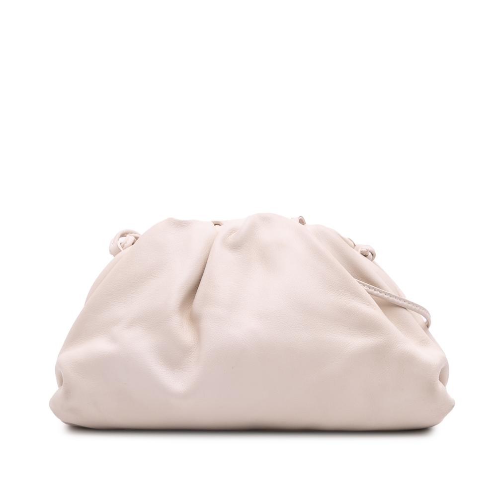 Bottega Veneta AB Bottega Veneta White Ivory Lambskin Leather Leather Lambskin The Mini Pouch Crossbody Italy