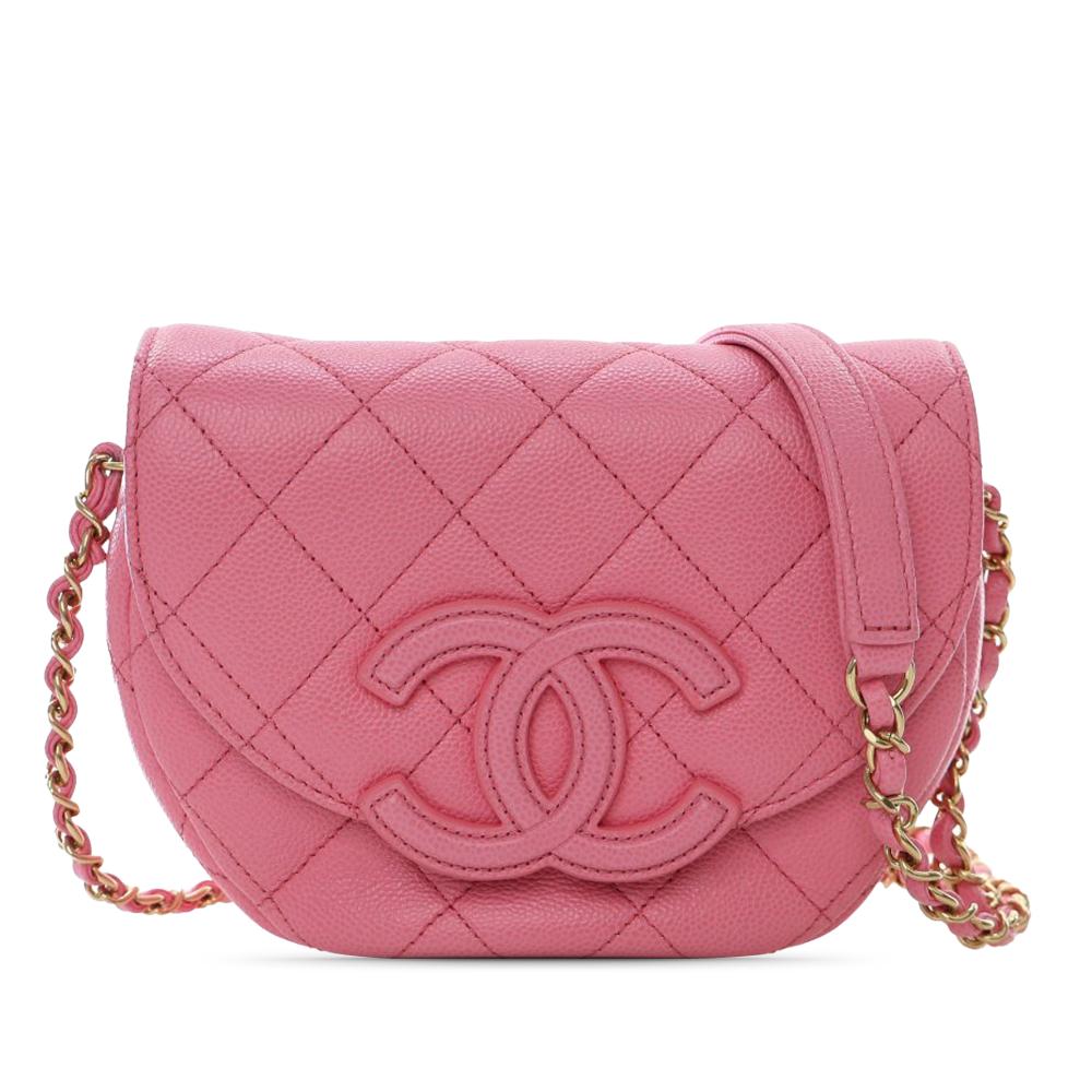 Chanel AB Chanel Pink Caviar Leather Leather Mini Quilted Caviar CC Messenger Flap Italy