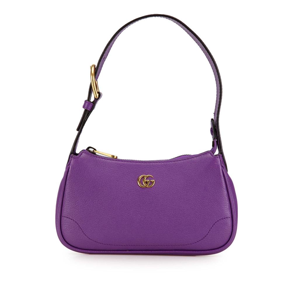 Gucci AB Gucci Purple Calf Leather Mini Aphrodite Shoulder Bag Italy