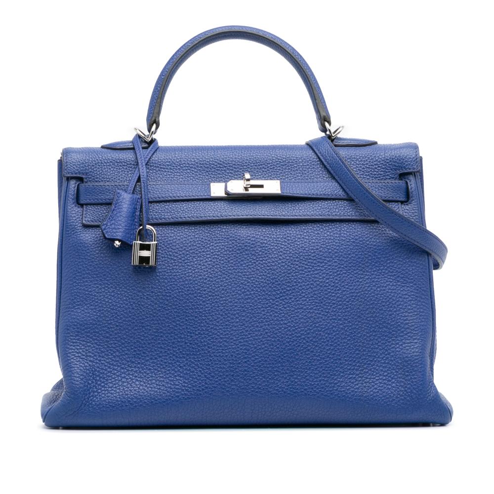 Hermès B Hermès Blue Calf Leather Togo Kelly II Retourne 35 France