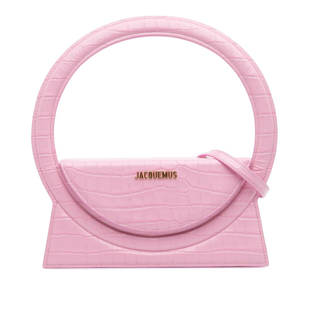 Jacquemus AB Jacquemus Pink Calf Leather Crocodile Embossed skin Le Sac Rond Bag Spain