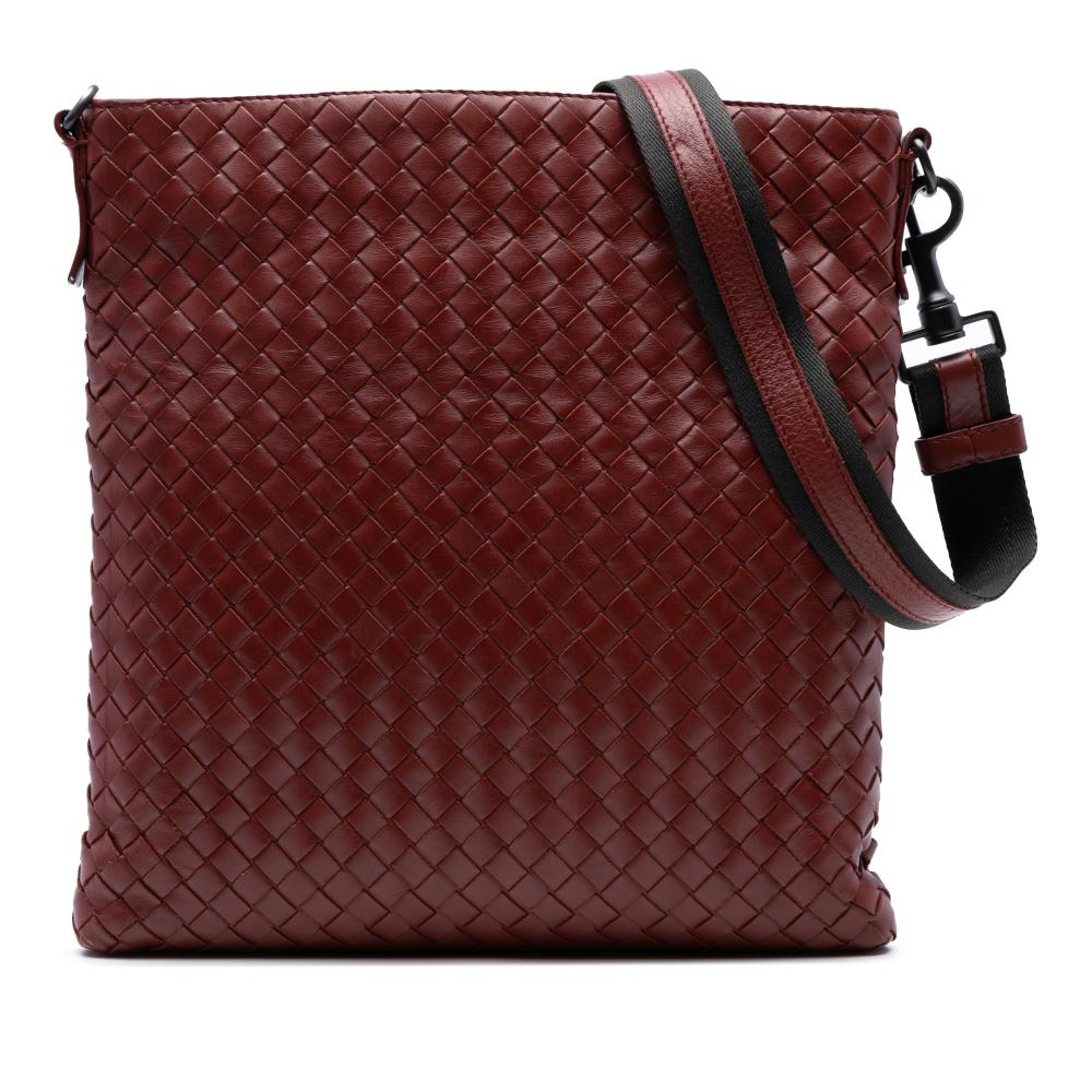 Bottega Veneta B Bottega Veneta Red Bordeaux Nappa Leather Leather Nappa Intrecciato Crossbody Italy