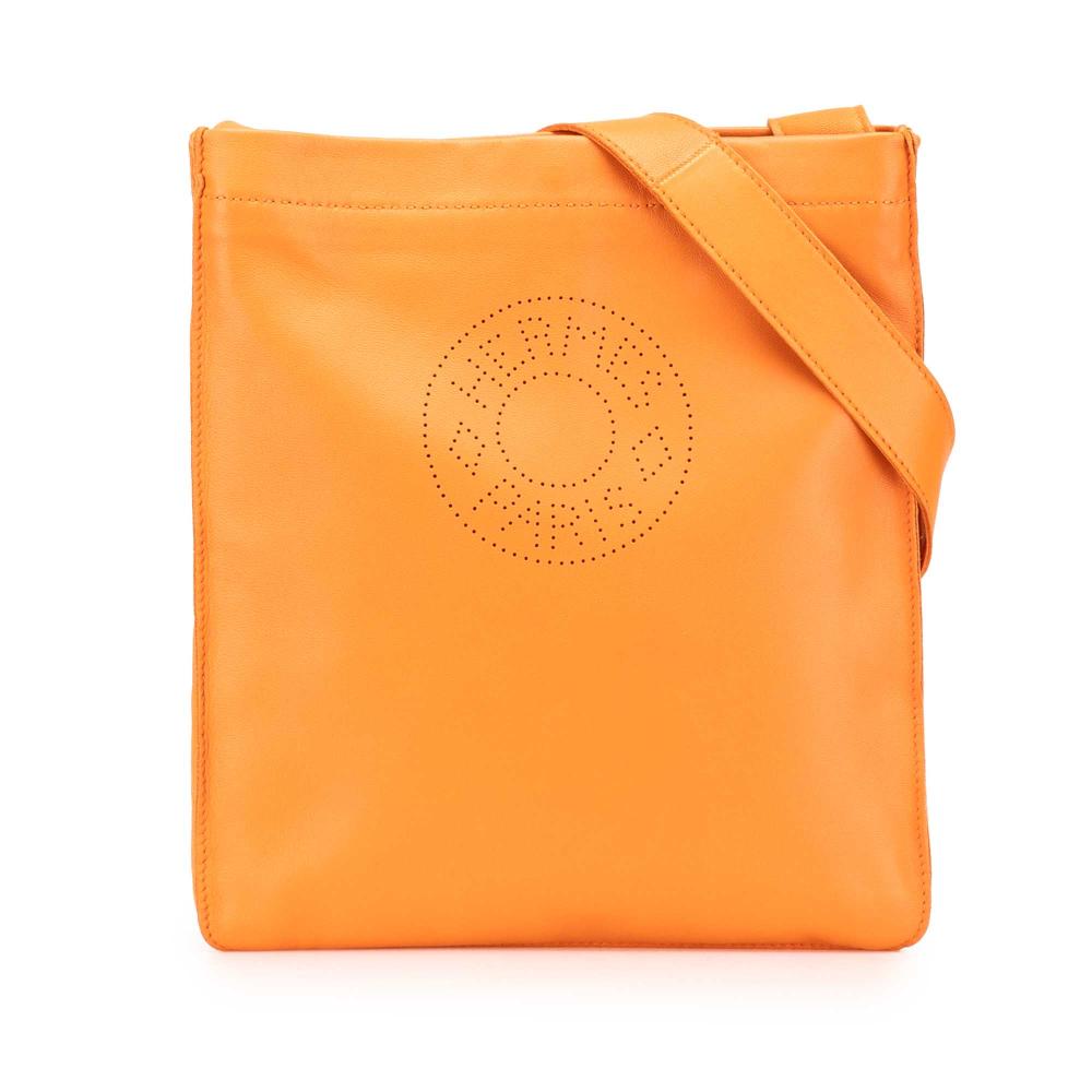 Hermès B Hermès Orange Lambskin Leather Leather Milo Clou de Selle Crossbody France