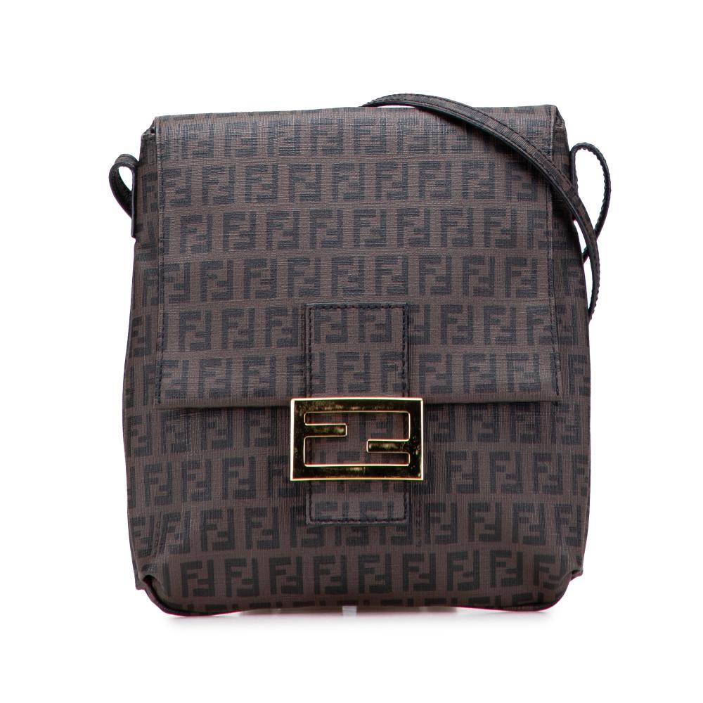 Fendi B Fendi Brown Dark Brown Coated Canvas Fabric Zucchino Spalmati Crossbody Italy
