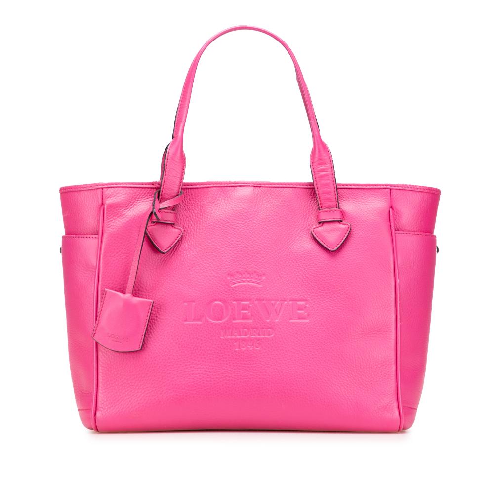 Loewe B LOEWE Pink Hot Pink Calf Leather Heritage Tote Spain
