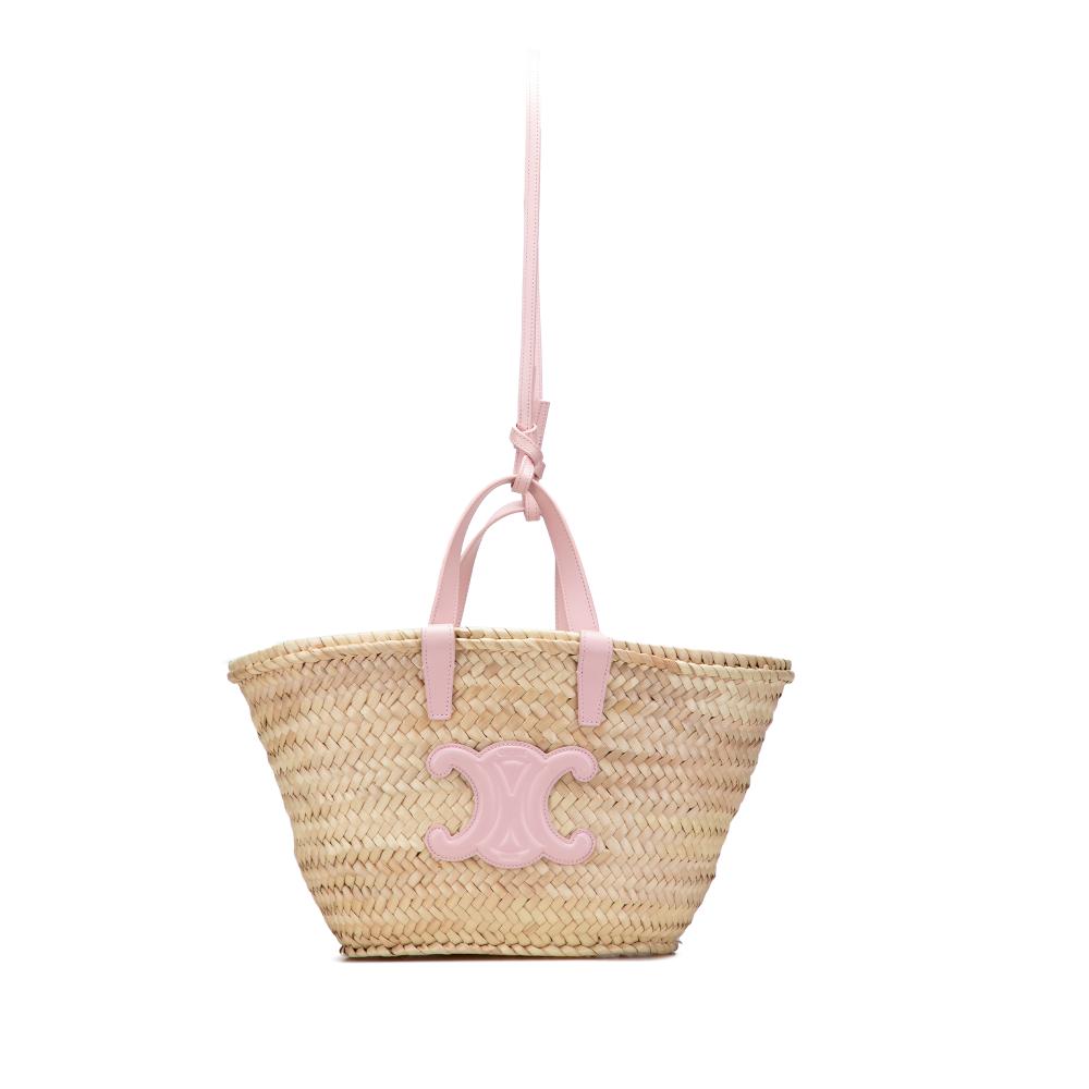 Celine AB Celine Brown Beige Raffia Natural Material Teen Cuir Triomphe Classic Panier Tote Morocco