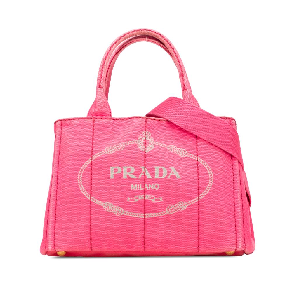Prada B Prada Pink Hot Pink Canvas Fabric Small Canapa Logo Satchel India