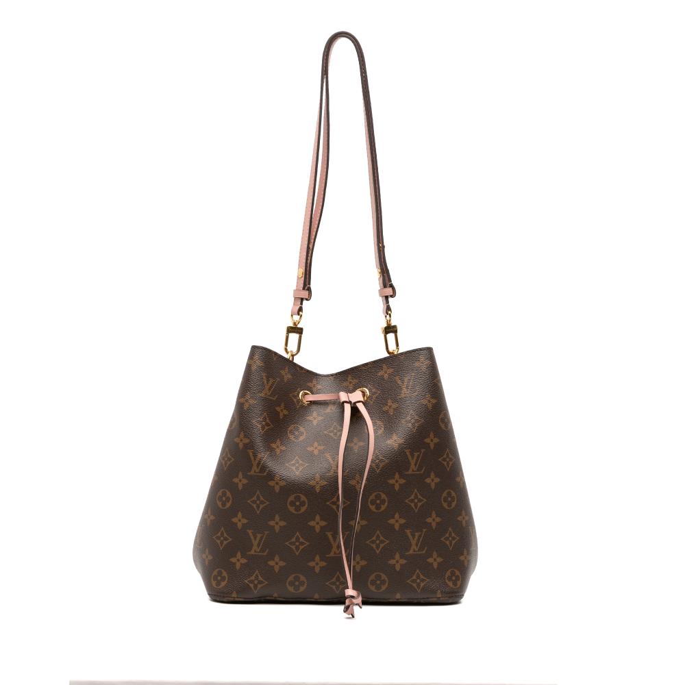 Louis Vuitton B Louis Vuitton Brown with Pink Light Pink Monogram Canvas Fabric Monogram Neonoe MM France