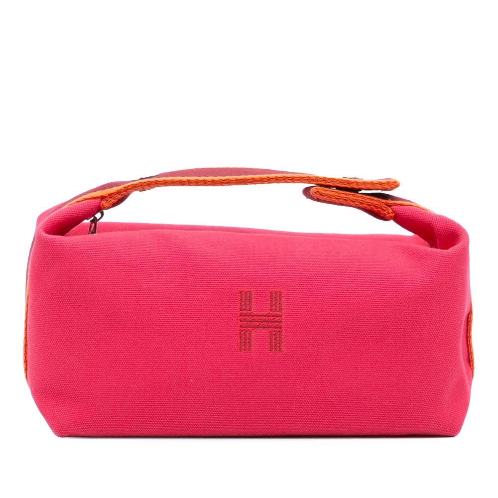 Hermès B Hermès Pink Dark Pink with Red Dark Red Canvas Fabric Small Toile Bride A Brac Case France