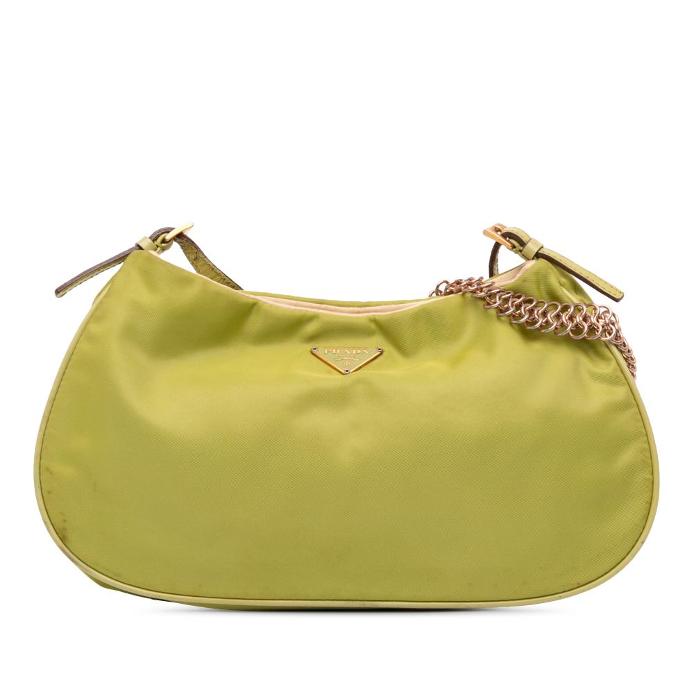 Prada B Prada Green Light Green Nylon Fabric Tessuto Chain Shoulder Bag Italy
