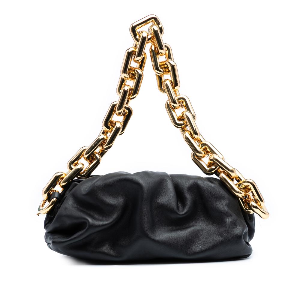 Bottega Veneta AB Bottega Veneta Black Lambskin Leather Leather Small Lambskin Chain Pouch Italy