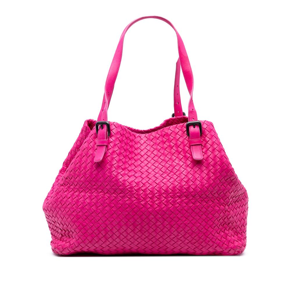 Bottega Veneta B Bottega Veneta Pink Hot Pink Nappa Leather Leather Large Nappa Intrecciato Cesta Tote Italy
