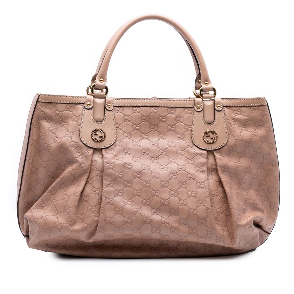 Gucci B Gucci Pink Calf Leather Large Guccissima Scarlett Tote Italy