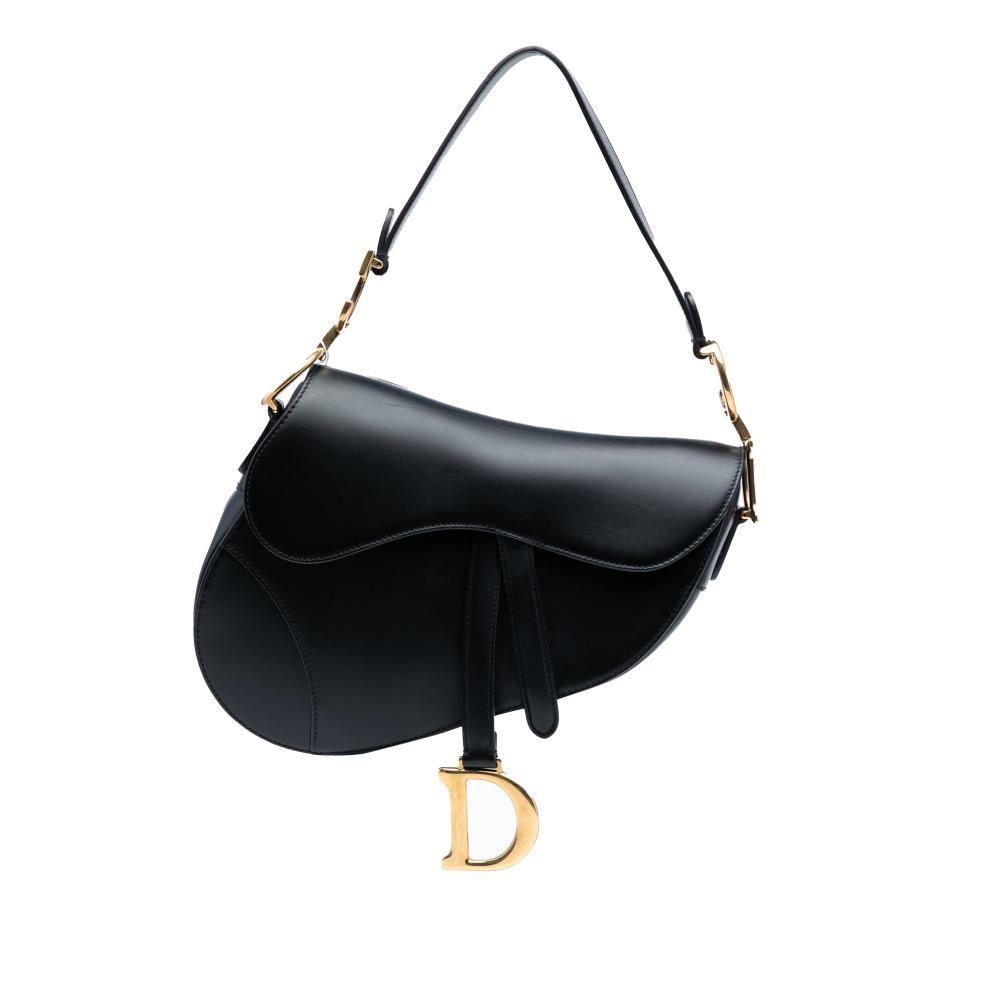 Christian Dior B Dior Black Calf Leather Mini Saddle Bag Italy
