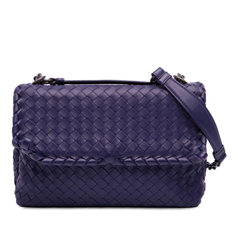 Bottega Veneta Purple Small Nappa Intrecciato Olimpia Shoulder Bag Italy
