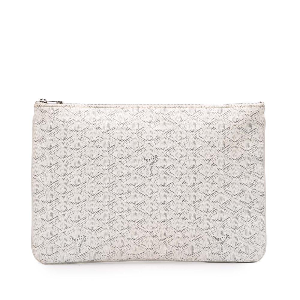 Goyard AB Goyard White Coated Canvas Fabric Goyardine Senat MM France